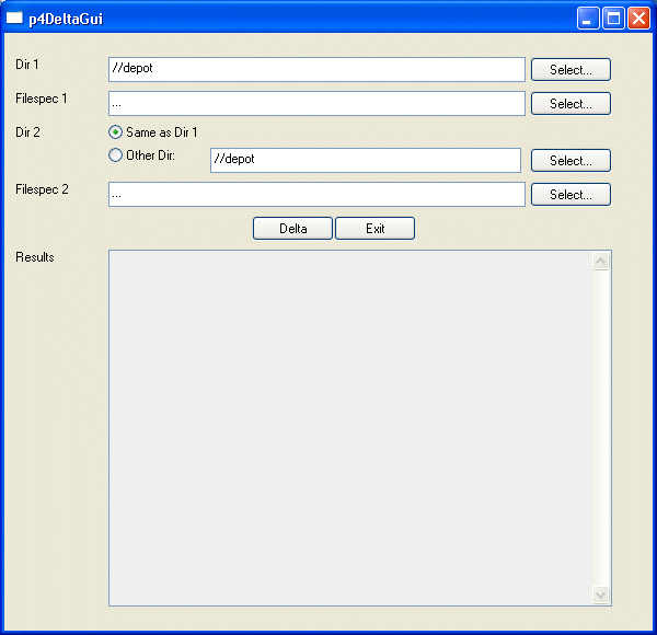 p4DeltaGui Main Window